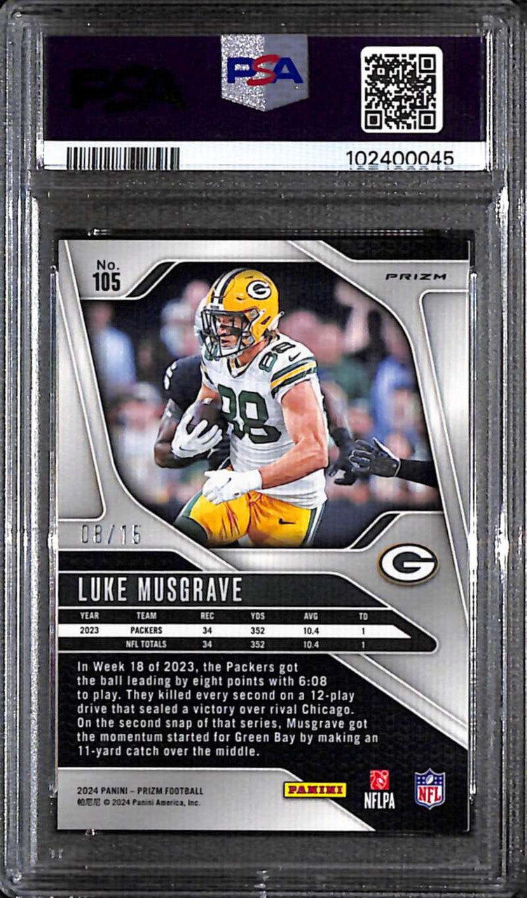 2024 Panini Prizm Prizms Forest Camo 105 Luke Musgrave 8/15 PSA 10 GEM MT