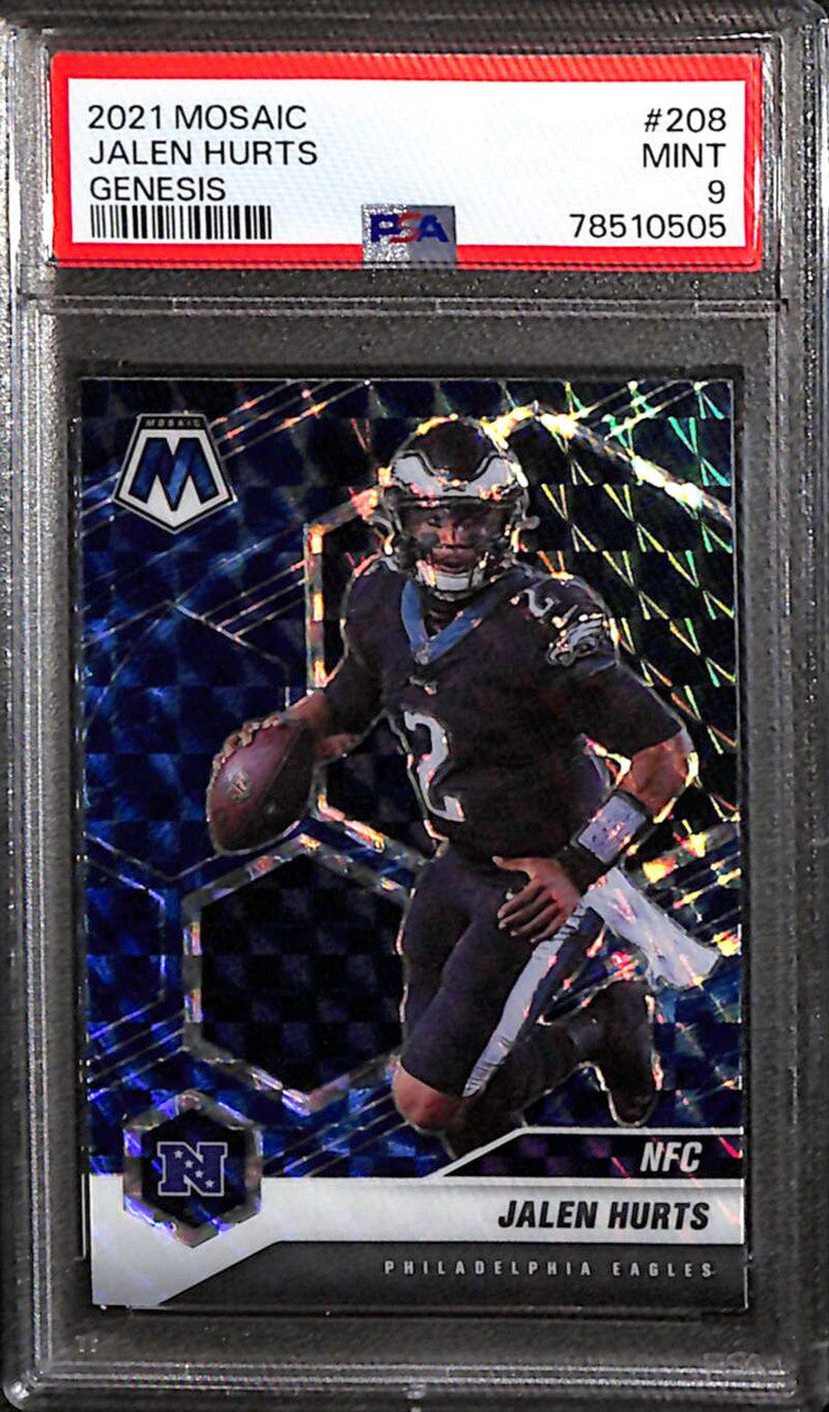 2021 Panini Mosaic Mosaic Genesis Refractor 208 Jalen Hurts NFC PSA 9 MINT