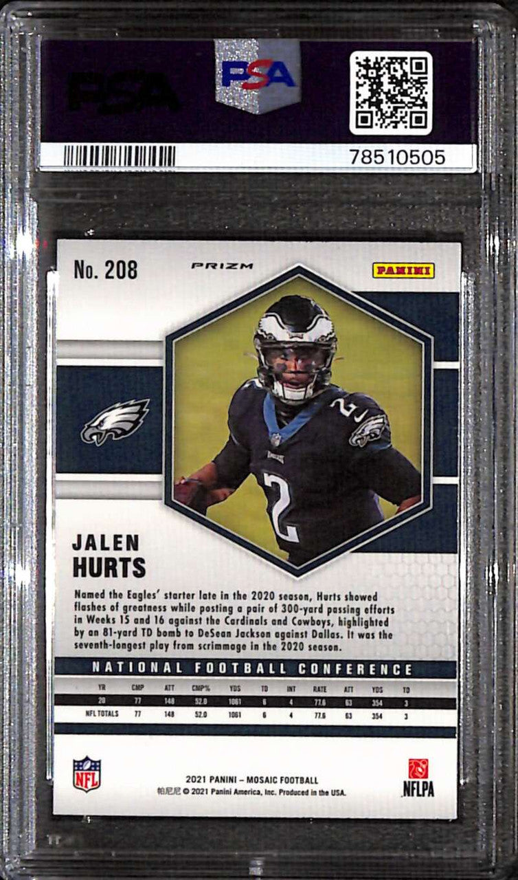2021 Panini Mosaic Mosaic Genesis Refractor 208 Jalen Hurts NFC PSA 9 MINT