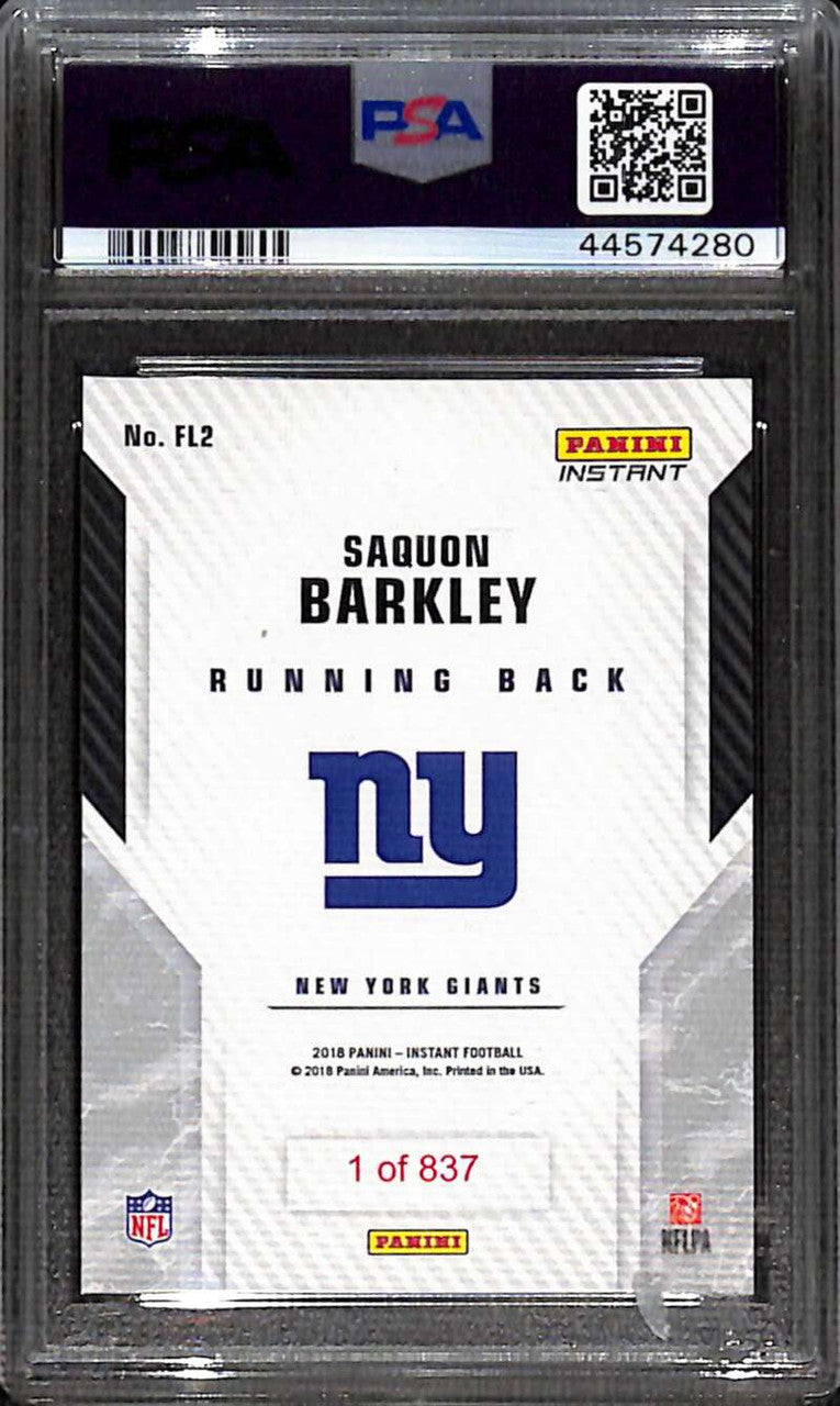 2018 Panini Instant RPS First Look fl2 Saquon Barkley Rookie /837 PSA 9 MINT