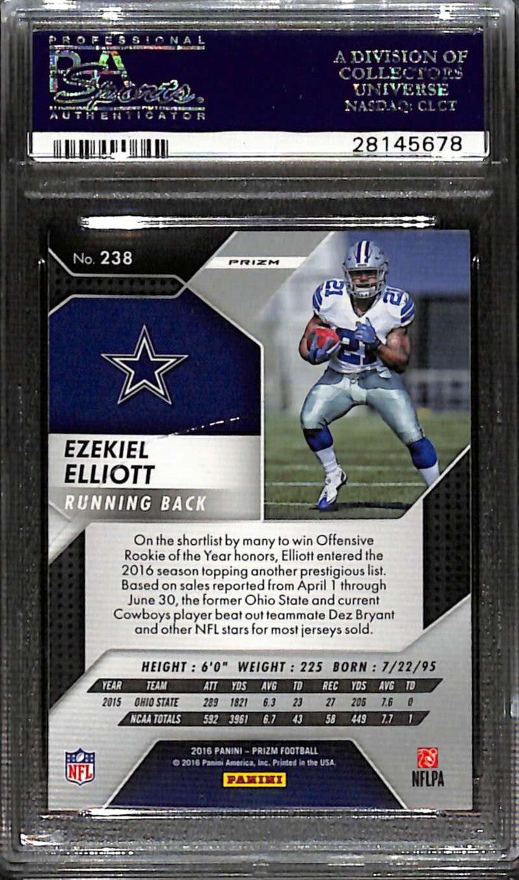 SOLD 158797 2016 Panini Prizm 238 Ezekiel Elliott Rookie PSA 10 GEM MT