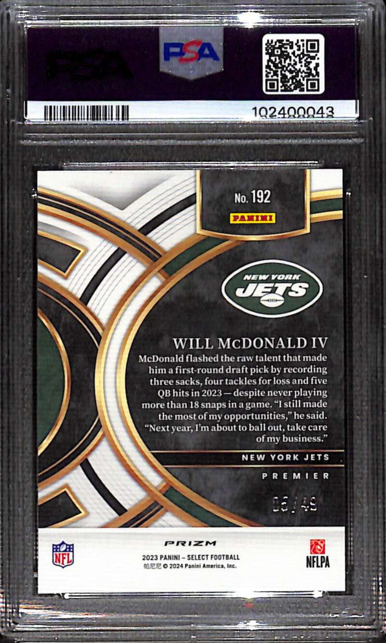 2023 Select Prizm Neon Green 192 Will McDonald IV Rookie 5/49 PSA 10 GEM MT