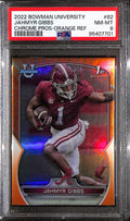 2022 Bowman Chrome University Orange Refractor 82 Jahmyr Gibbs RC 16/25 PSA 8