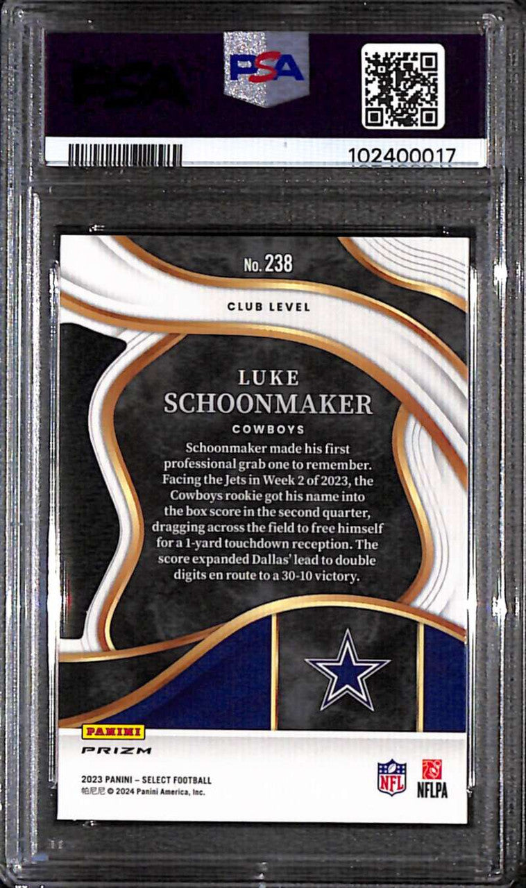 2023 Select Prizm Zebra Die Cut Refractor 238 Luke Schoonmaker Rookie PSA 10 GEM