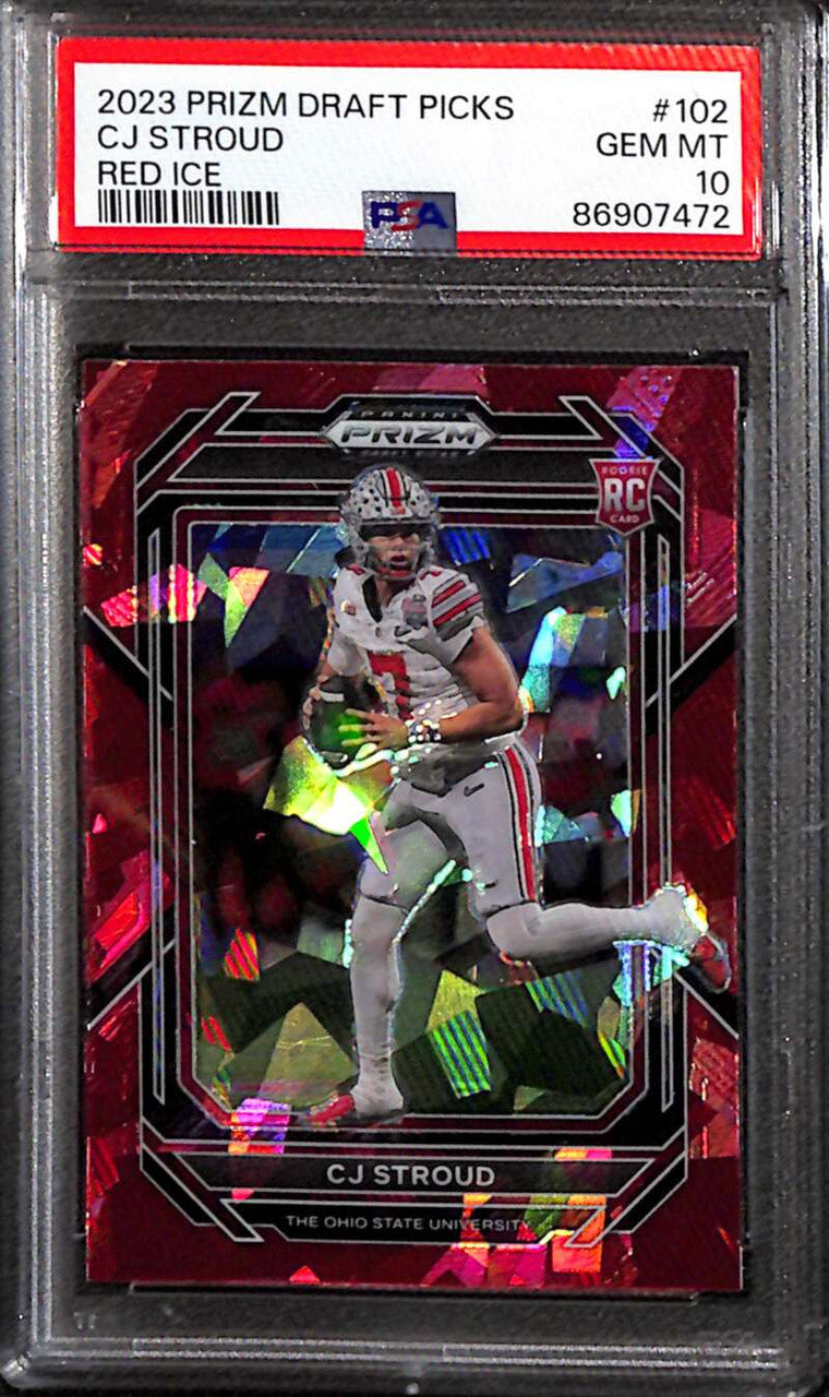 2023 Panini Prizm Draft Picks Prizms Red Ice 102 CJ Stroud Rookie PSA 10 GEM MT