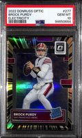2022 Donruss Optic Electricity 277 Brock Purdy RR Rated Rookie 25/65 PSA 10