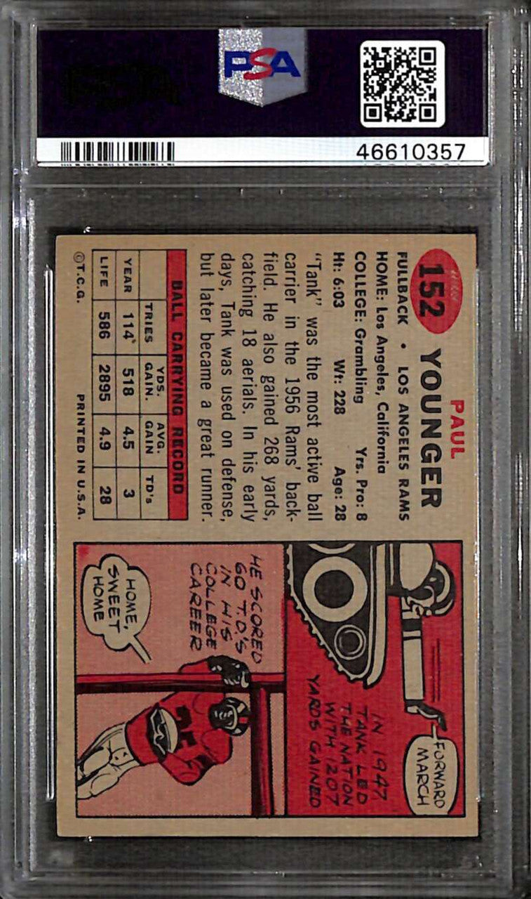 1957 Topps 152 Tank Younger PSA 7 NM