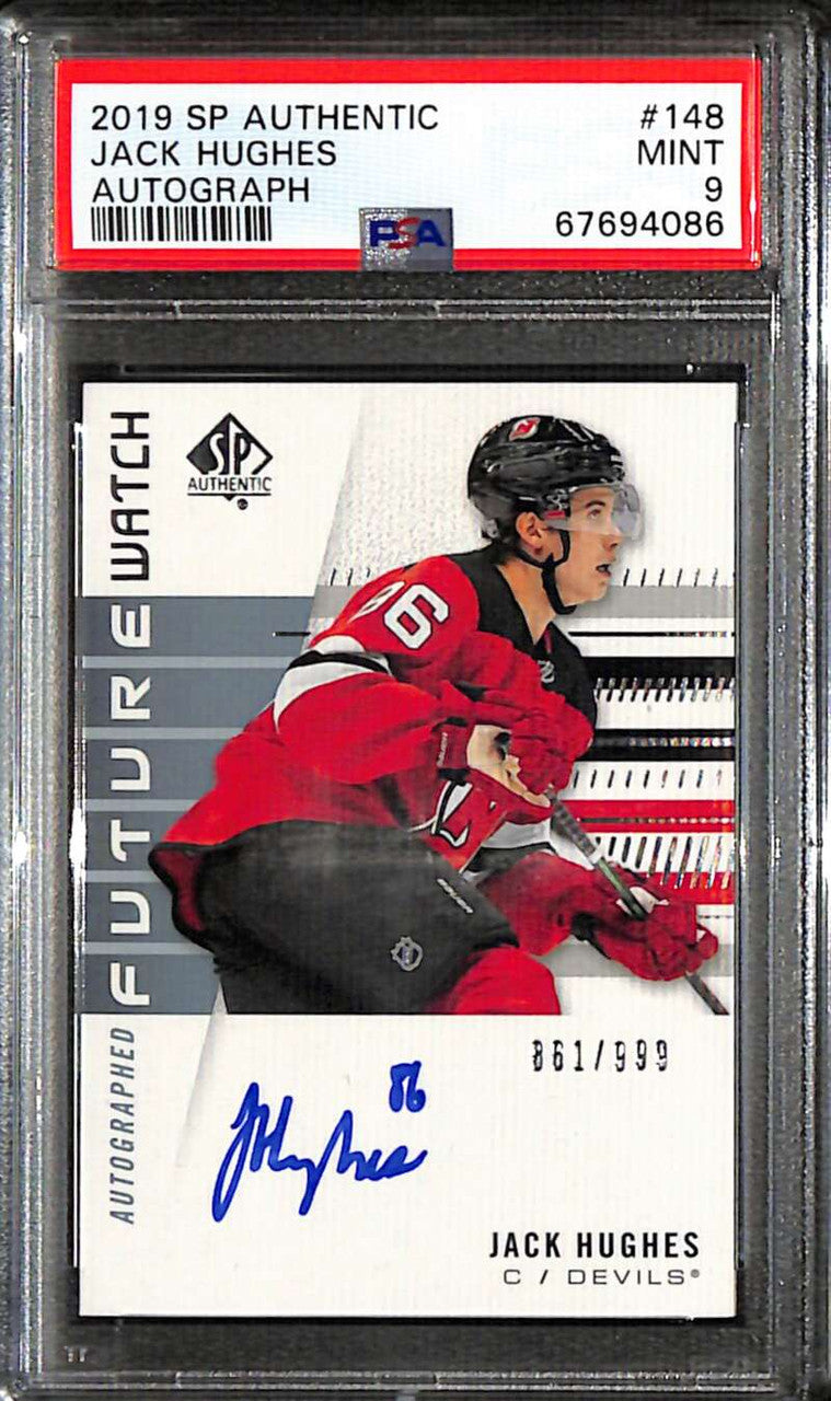 2019-20 SP Authentic 148 Jack Hughes Rookie Auto 861/999 Future Watch PSA 9