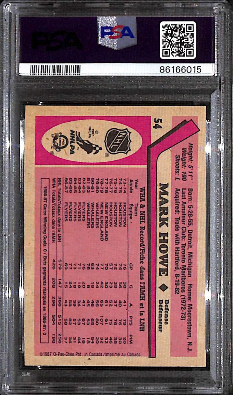 SOLD 158857 1987-88 O-Pee-Chee 54 Mark Howe PSA 10 GEM MT