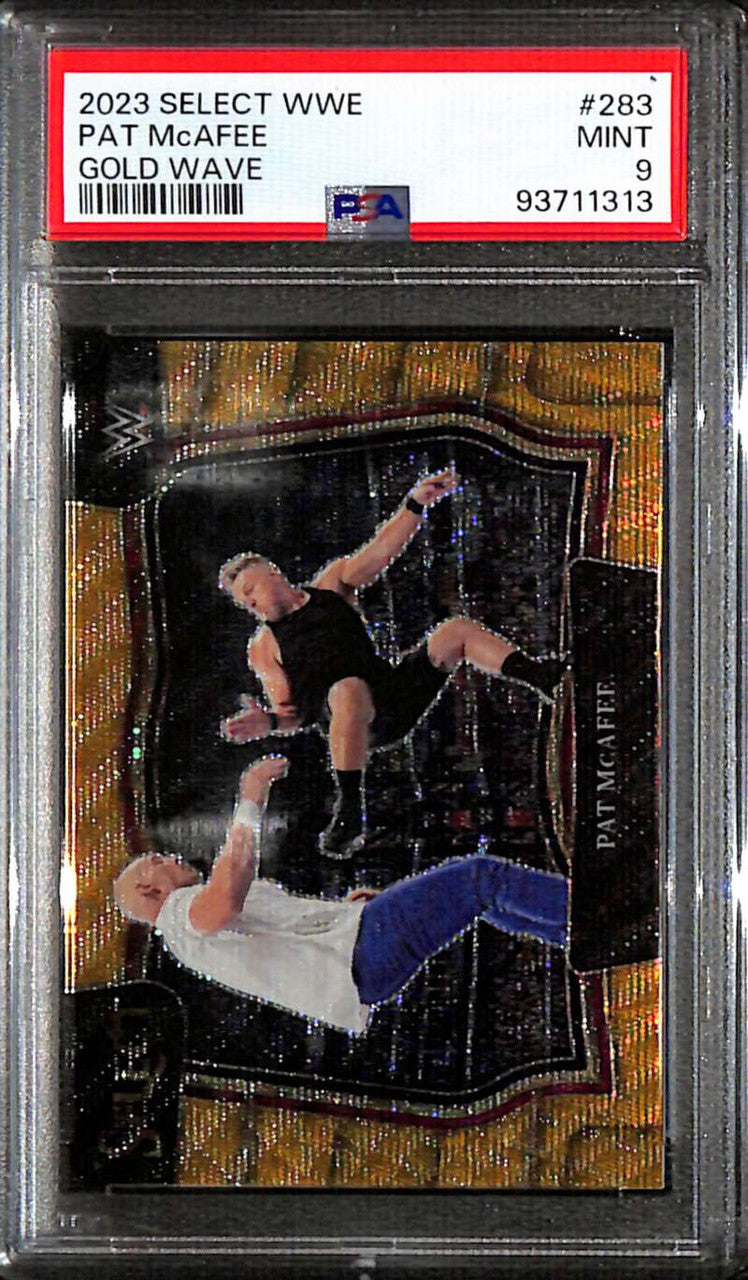 2023 Select WWE Prizms Gold Wave Refractor 283 Pat McAfee 6/10 Ringside PSA 9