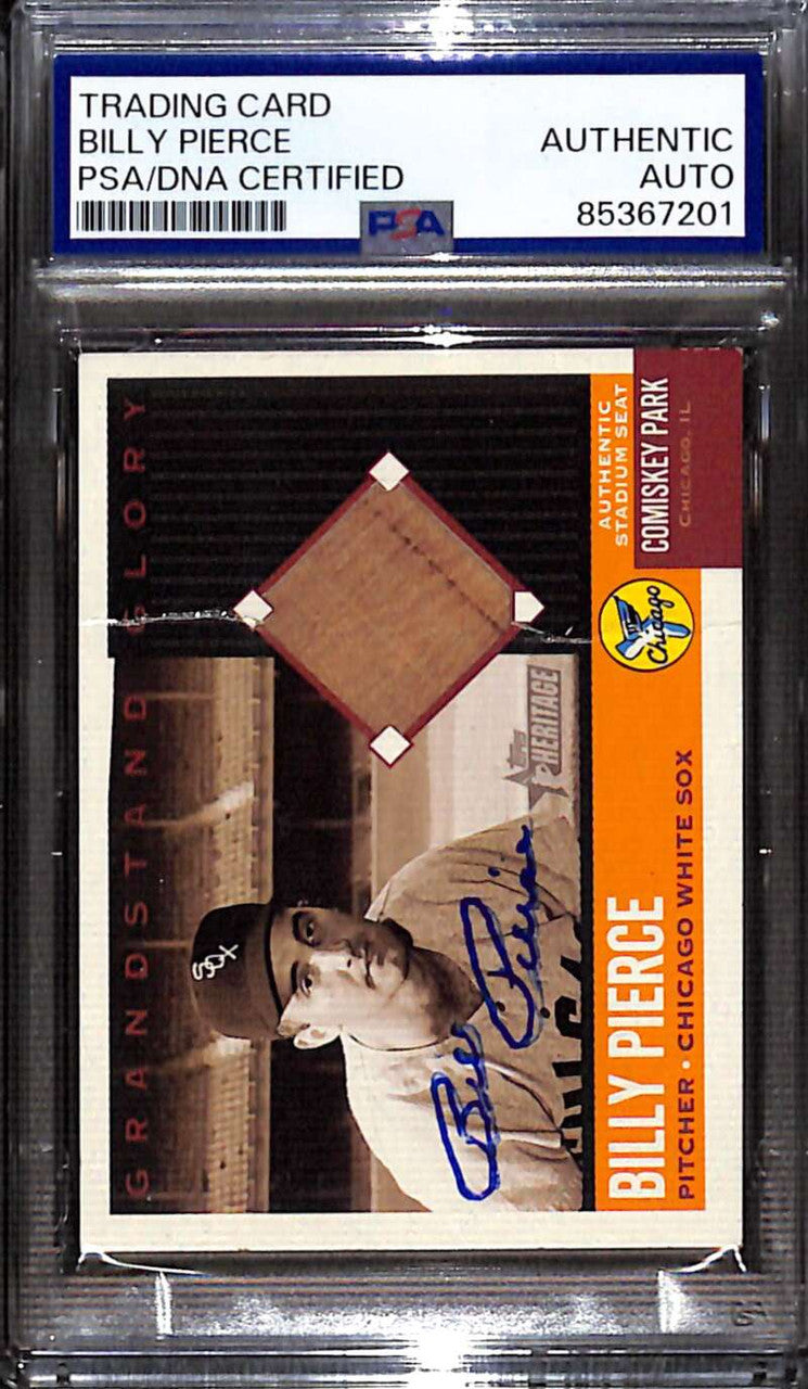 2002 Topps Heritage Grandstand Glory Billy Pierce Seat PSA/DNA Authentic Auto