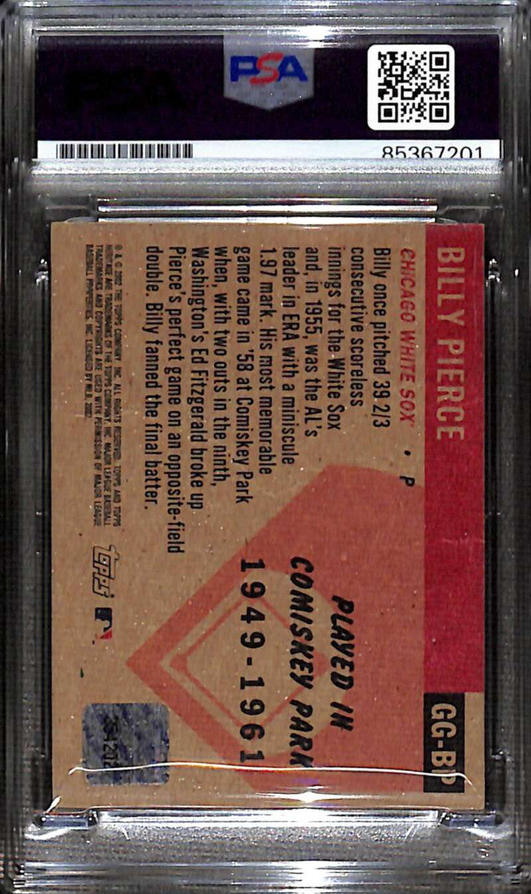 2002 Topps Heritage Grandstand Glory Billy Pierce Seat PSA/DNA Authentic Auto