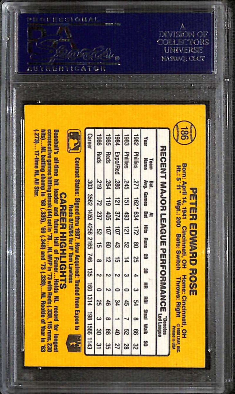SOLD 158909 1987 Donruss 186 Pete Rose PSA/DNA Certified GEM MT 10 Authentic Auto