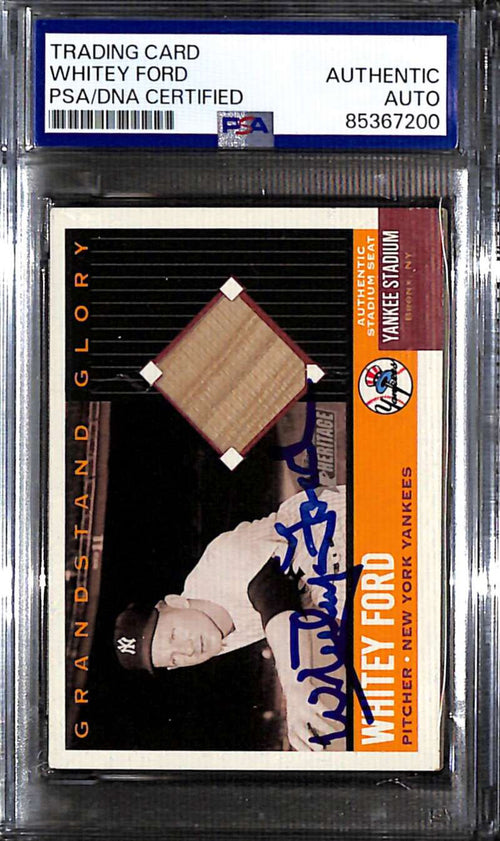 2002 Topps Heritage Grandstand Glory Whitey Ford Seat PSA/DNA Authentic Auto