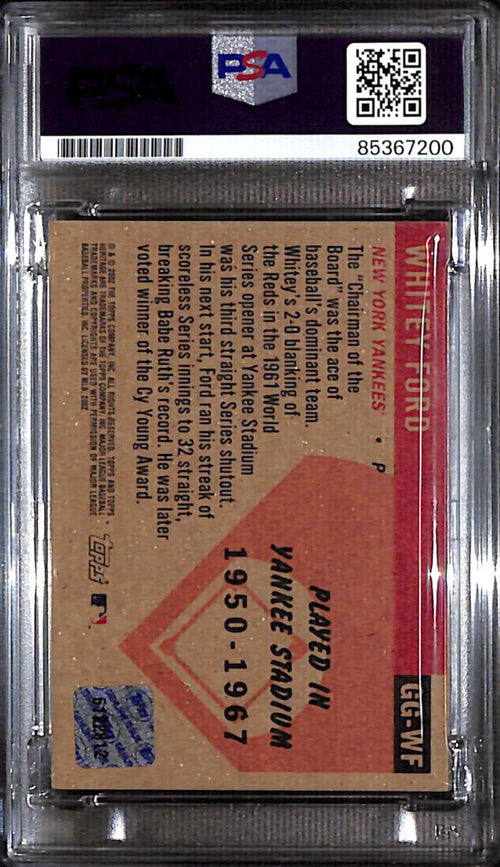 2002 Topps Heritage Grandstand Glory Whitey Ford Seat PSA/DNA Authentic Auto