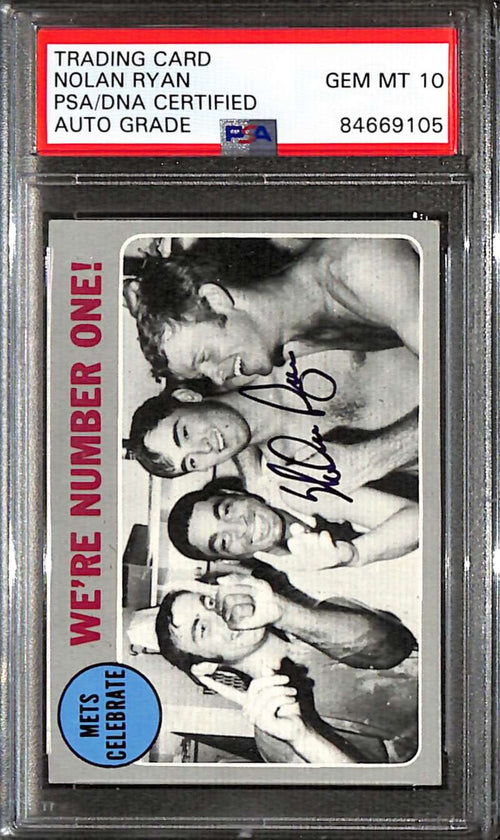 1970 Topps 198 NL Playoff Mets Celebrate Nolan Ryan PSA/DNA GEM MT 10 Auto