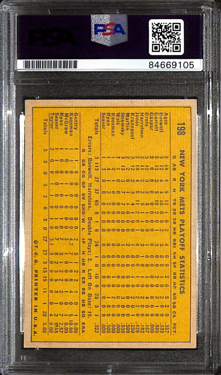 1970 Topps 198 NL Playoff Mets Celebrate Nolan Ryan PSA/DNA GEM MT 10 Auto