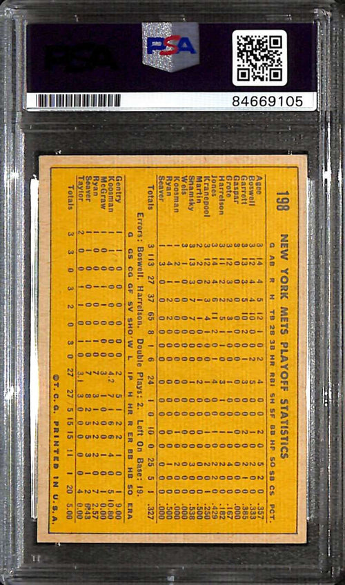 1970 Topps 198 NL Playoff Mets Celebrate Nolan Ryan PSA/DNA GEM MT 10 Auto