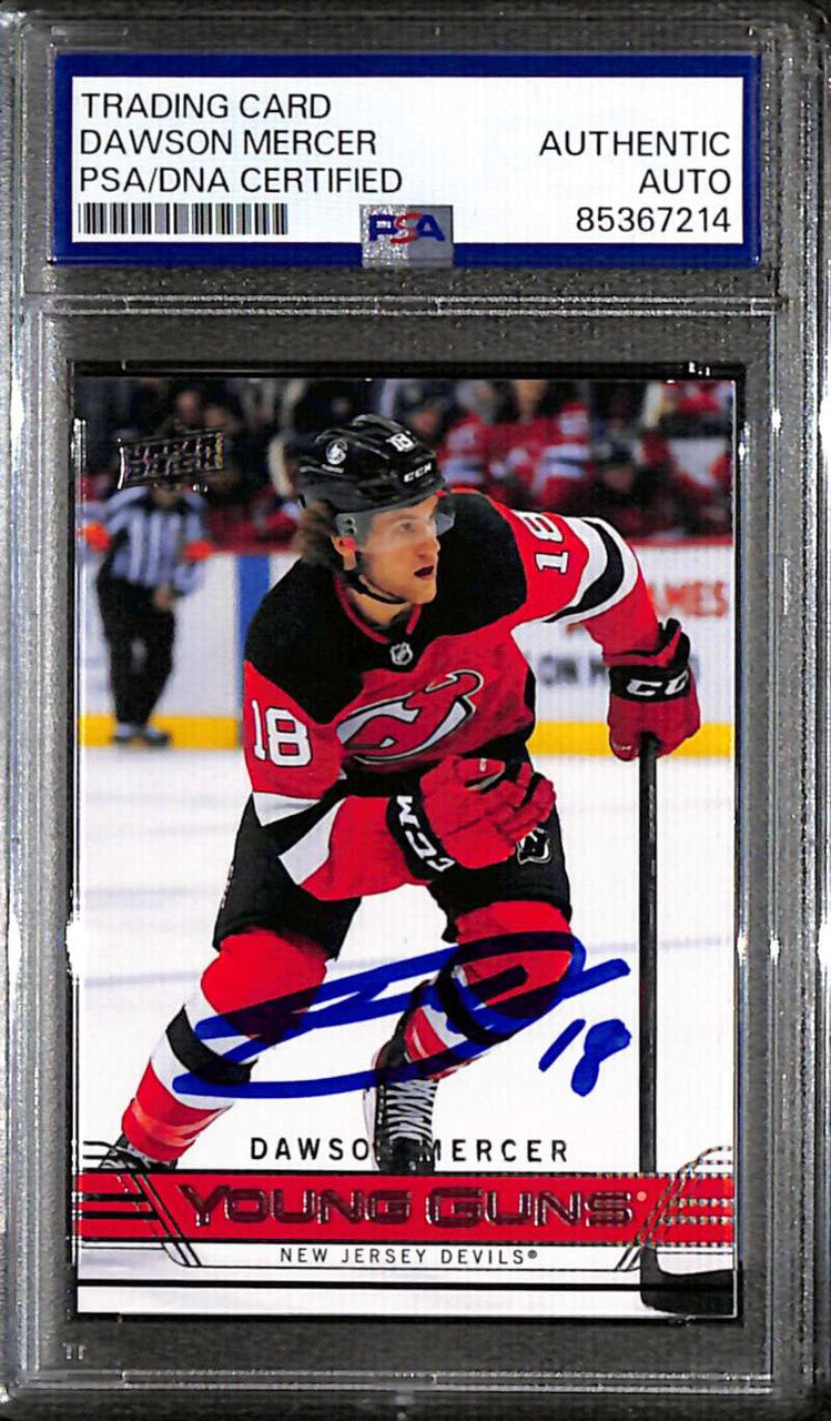 2021-22 Upper Deck '06-07 Retro t80 Dawson Mercer Rookie Young Guns PSA/DNA Auto