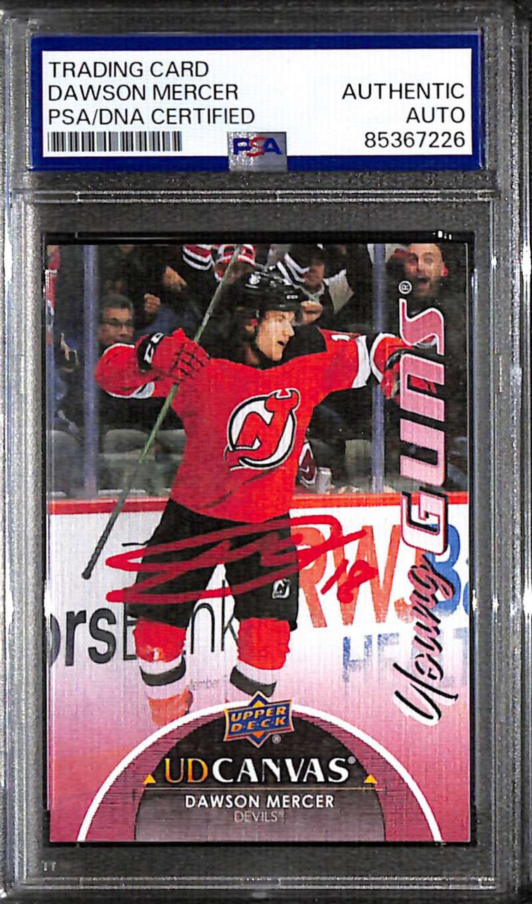 2021-22 Upper Deck Canvas c232 Dawson Mercer Rookie YG Young Guns PSA/DNA Auto