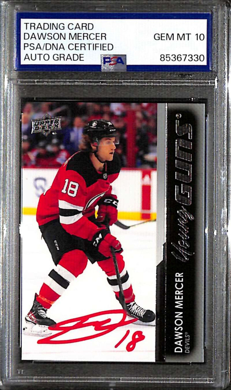 2021-22 Upper Deck 459 Dawson Mercer Rookie Young Guns PSA/DNA GEM MT 10 Auto 30