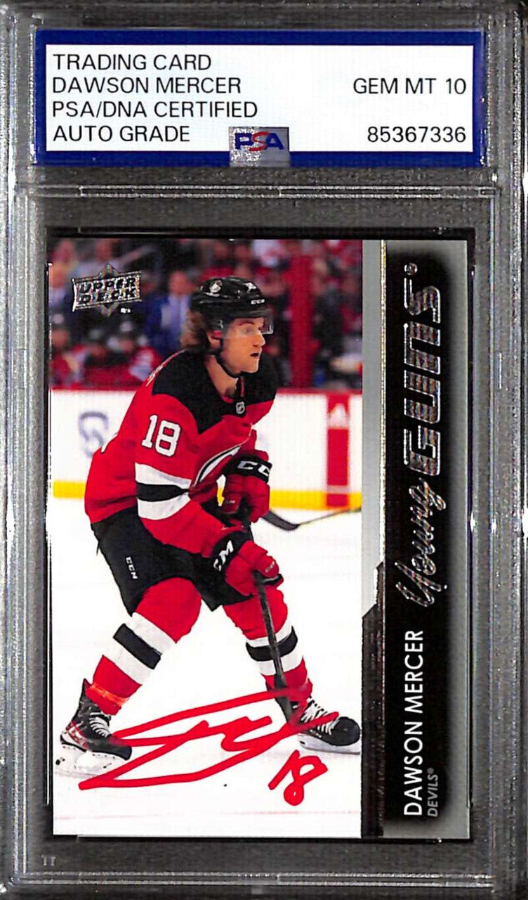 2021-22 Upper Deck 459 Dawson Mercer Rookie Young Guns PSA/DNA GEM MT 10 Auto 36