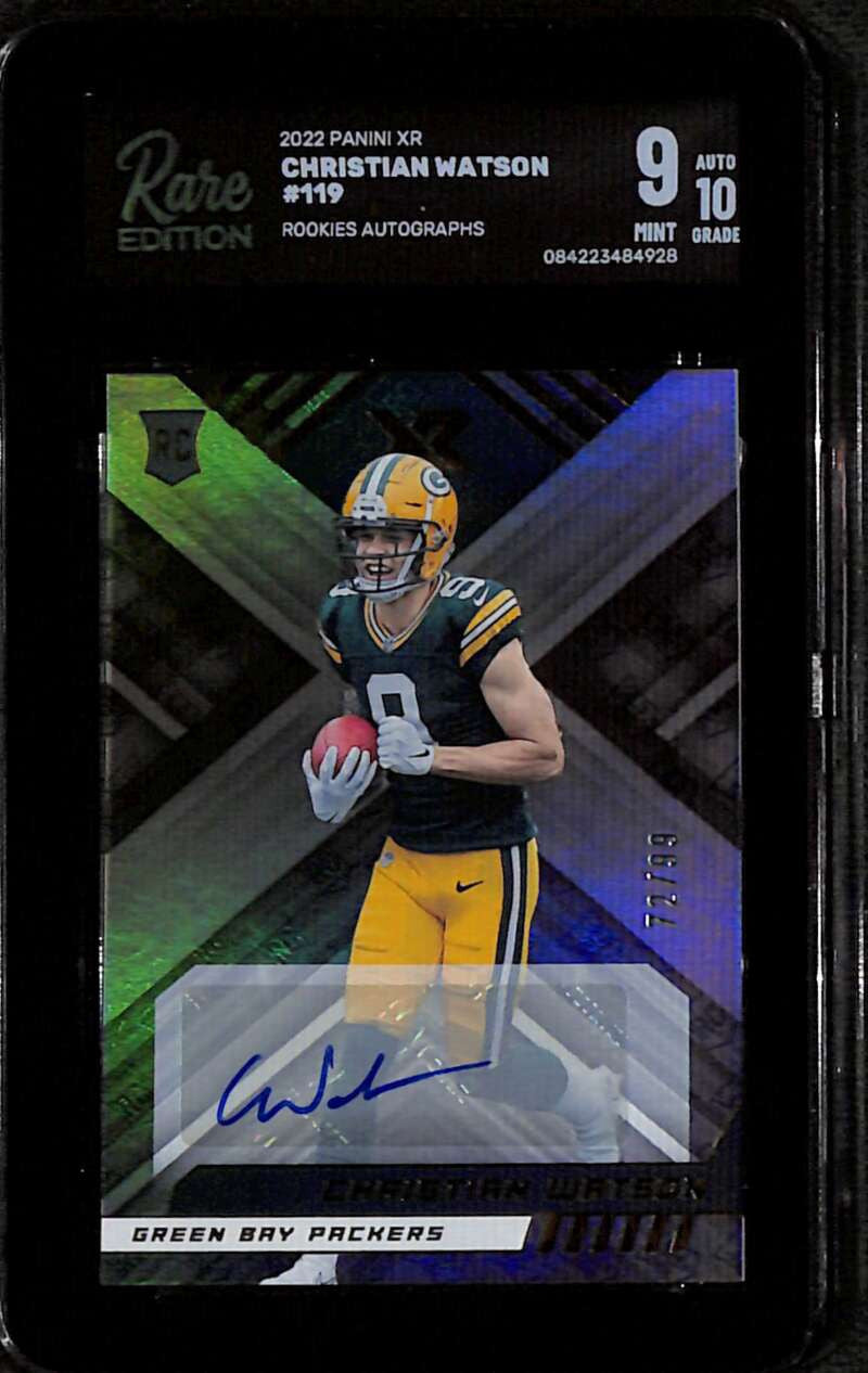 2022 Panini XR Autographs 119 Christian Watson Rookie Auto 72/99 RARE 9 MINT 10
