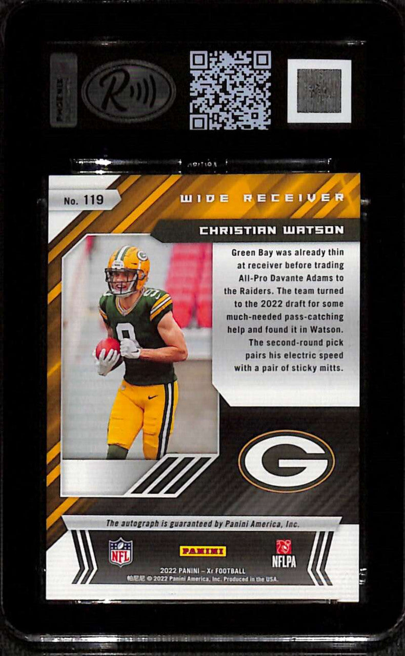 2022 Panini XR Autographs 119 Christian Watson Rookie Auto 72/99 RARE 9 MINT 10
