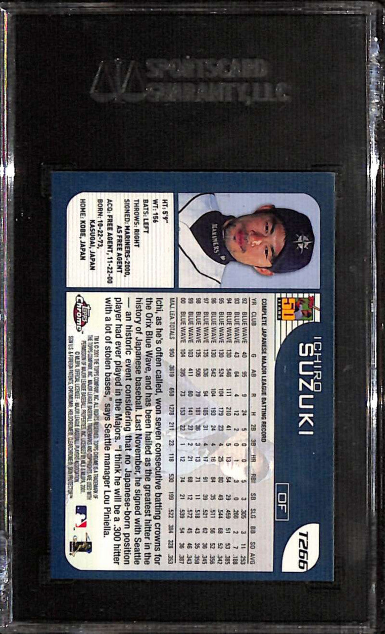 2001 Topps Chrome Traded t266 Ichiro Suzuki Rookie SGC 8.5 NM MT+