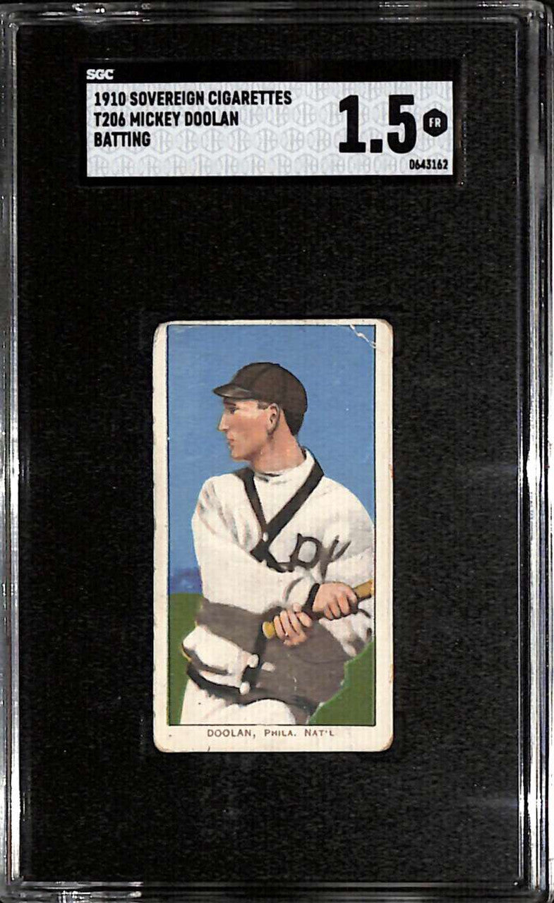 SOLD 158959 1909-11 t206 Sovereign 350 137 Harry Doolan Batting SGC 1.5 FR