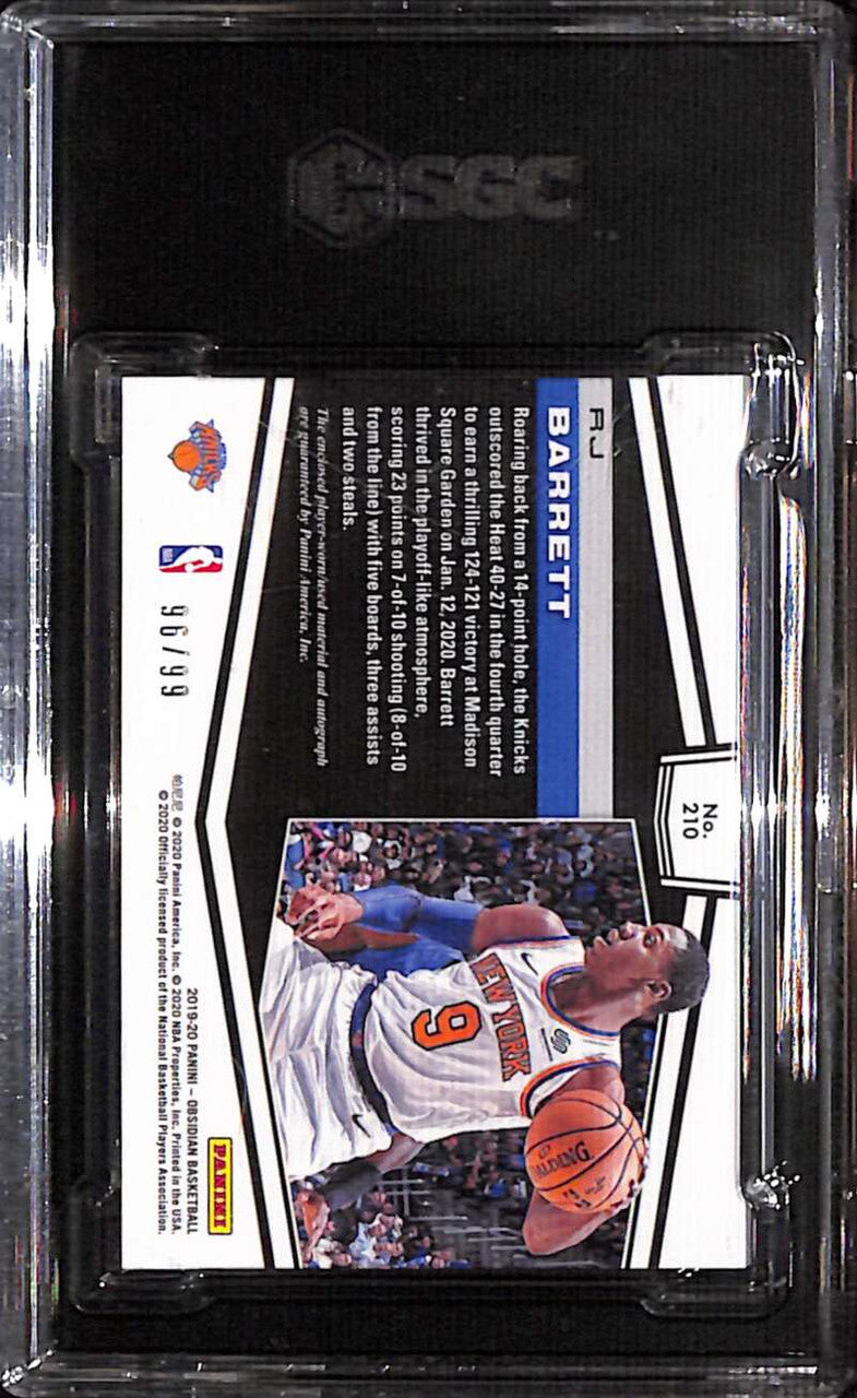 2019-20 Panini Obsidian 210 RJ Barrett Rookie Jersey Auto 96/99 SGC 9 MT 10