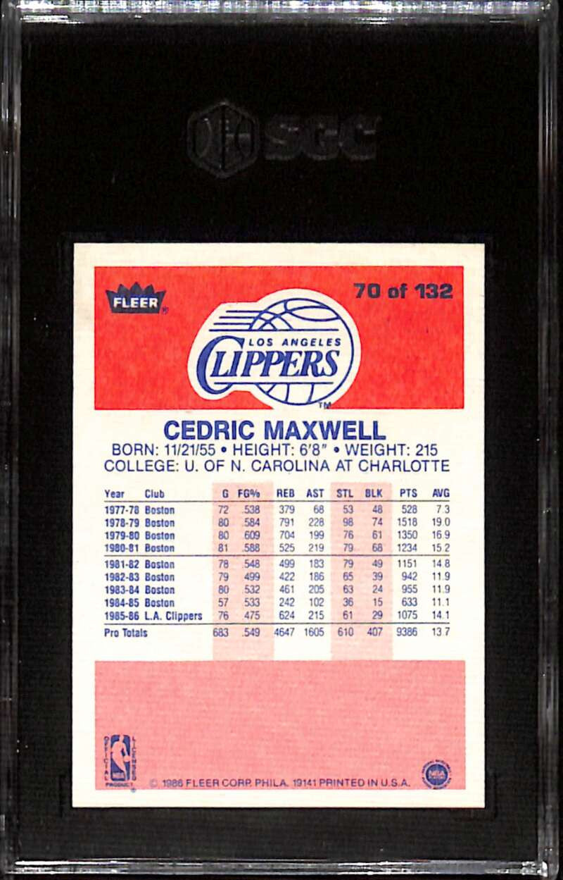 DELETE 158968 1986-87 Fleer 70 Cedric Maxwell SGC 9 MT