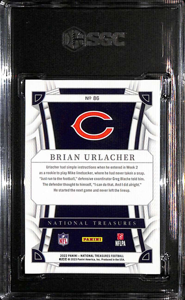 2022 Panini National Treasures Jersey Number Red 86 Brian Urlacher 19/54 SGC 9.5