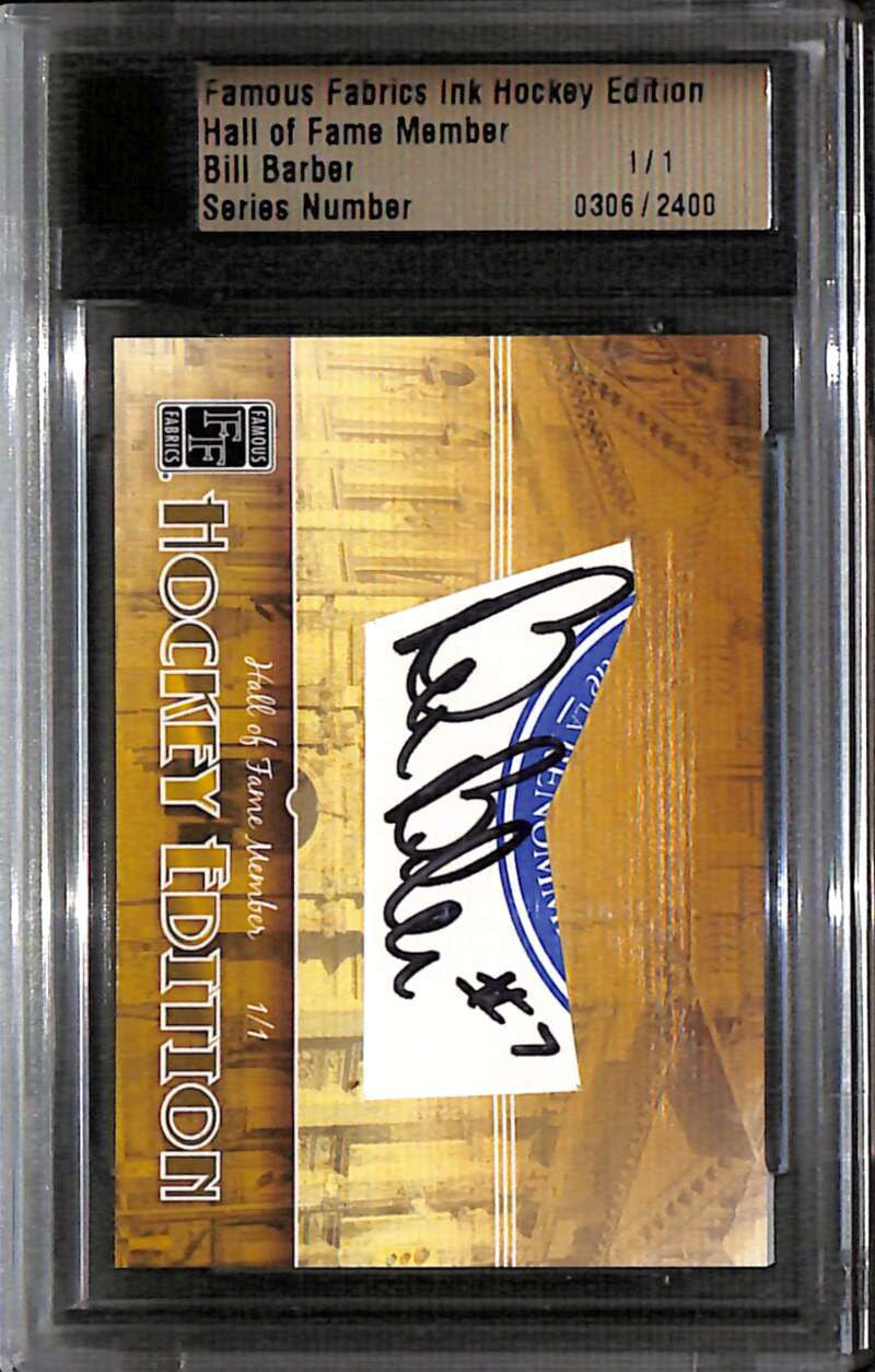 2010 Famous Fabrics Ink Hockey Hall of Fame Member Bill Barber Cut Auto 1/1