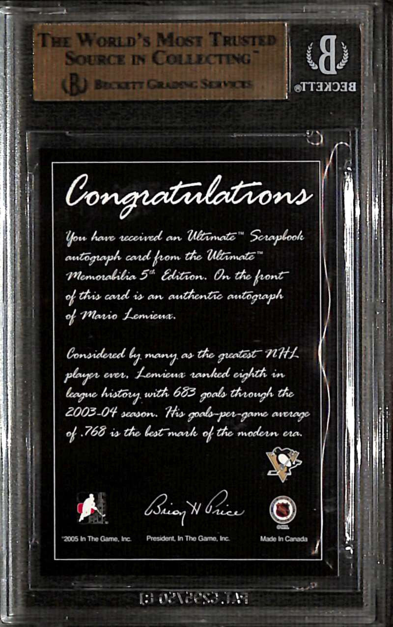 2004-05 ITG Ultimate Memorabilia Scrapbook Autographs Mario Lemieux Auto 41/60