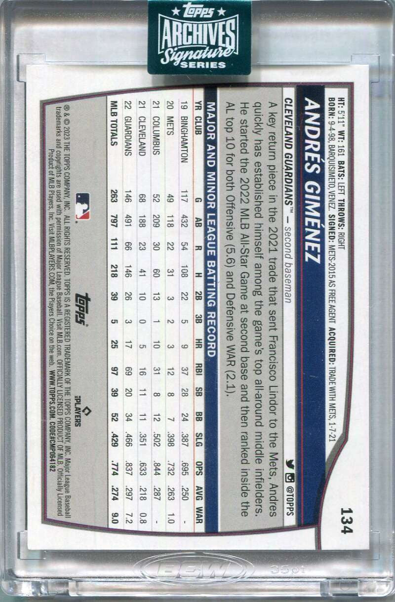 2024 Topps Archives Signature Series Andres Gimenez Auto 37/48 2023 Big League