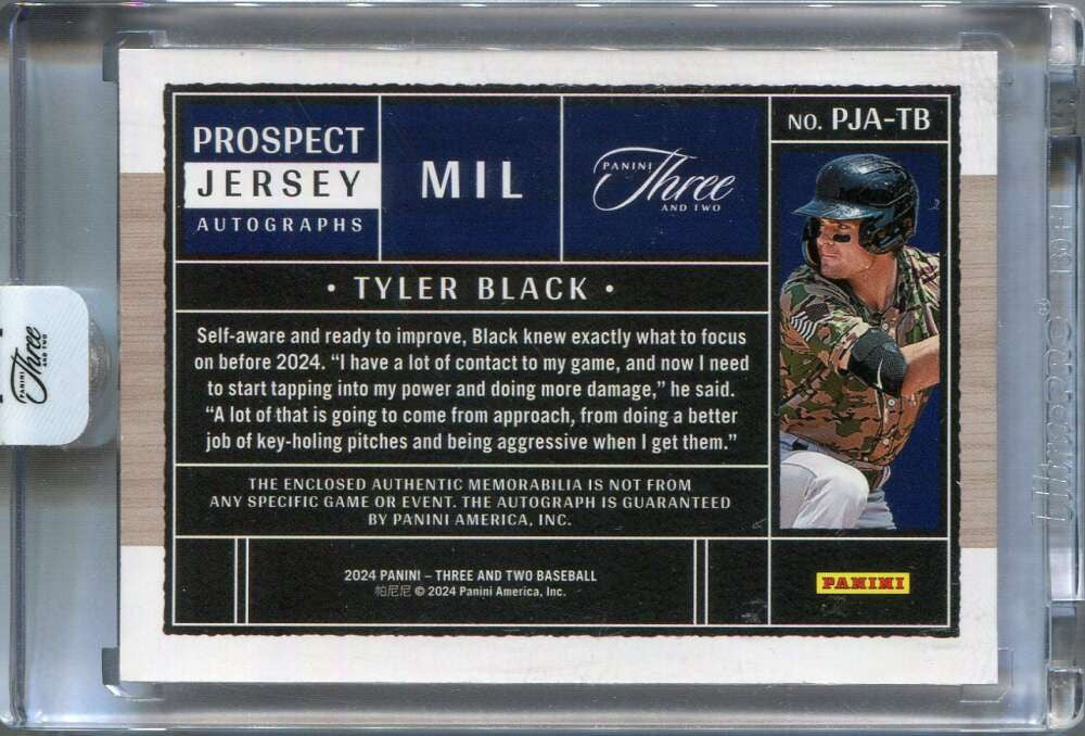 2024 Panini Three and Two Autographs Silver Tyler Black Rookie Jersey Auto 3/49