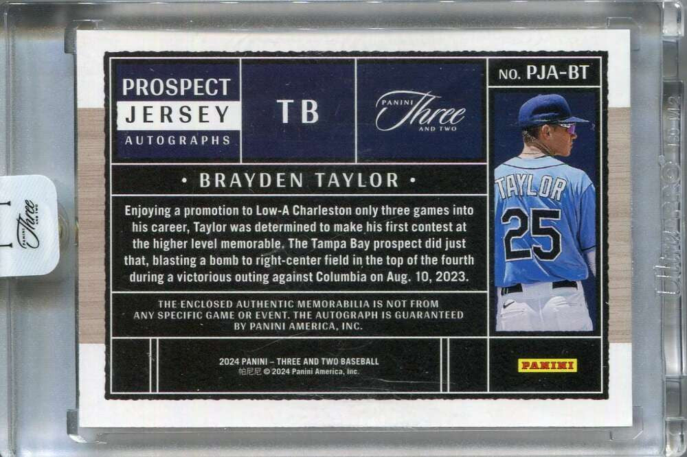 2024 Panini Three and Two Autographs 72 Brayden Taylor Rookie Jersey Auto 17/49