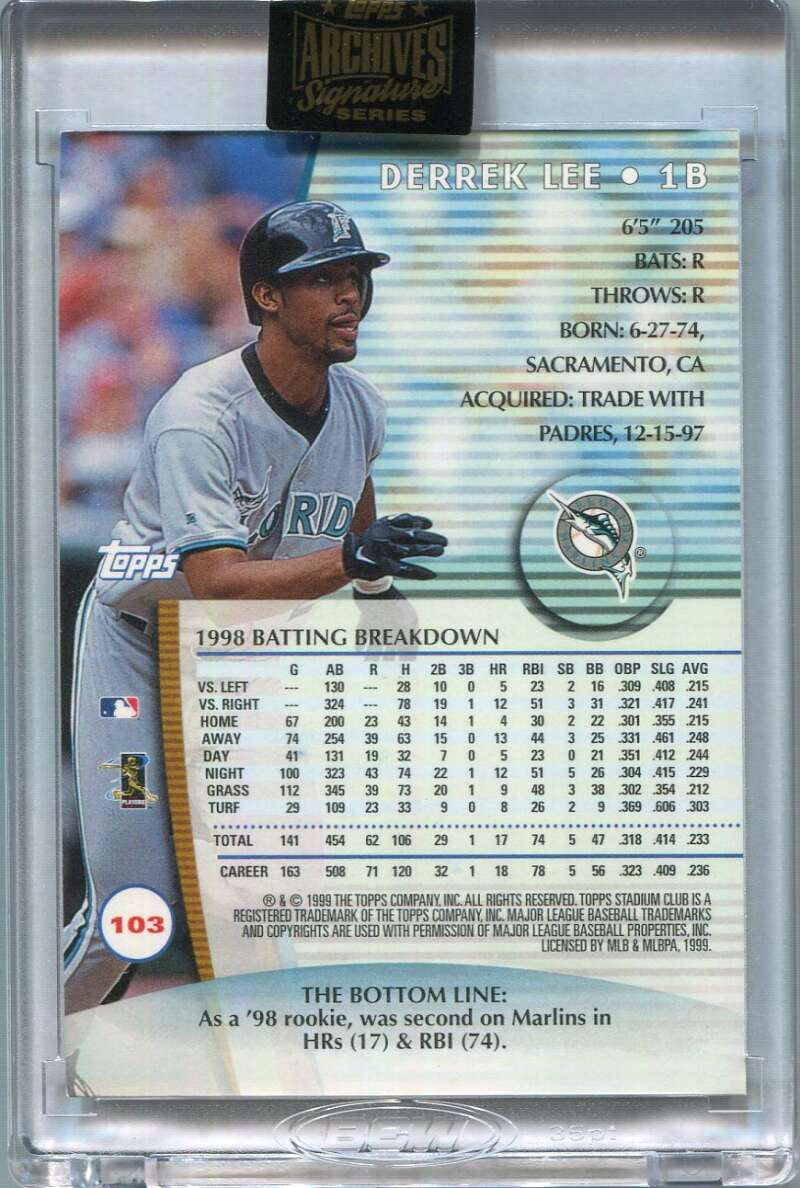 2021 Topps Archives Signature Series Derrek Lee Auto 2/57 1999 Stadium Club