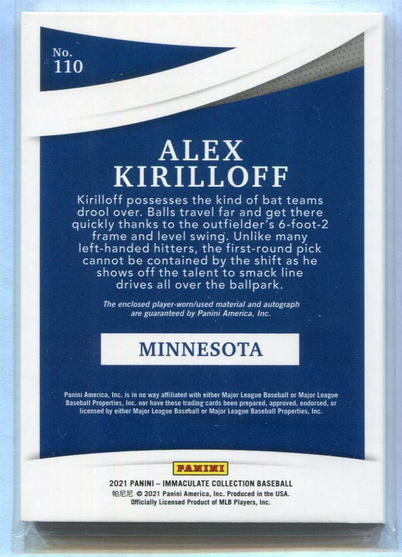 2021 Immaculate Collection 110 Alex Kirilloff Rookie Patch Auto 90/99