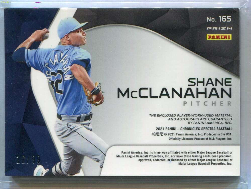 2021 Panini Spectra Autographs Blue 165 Shane McClanahan Rookie Jersey Auto /99