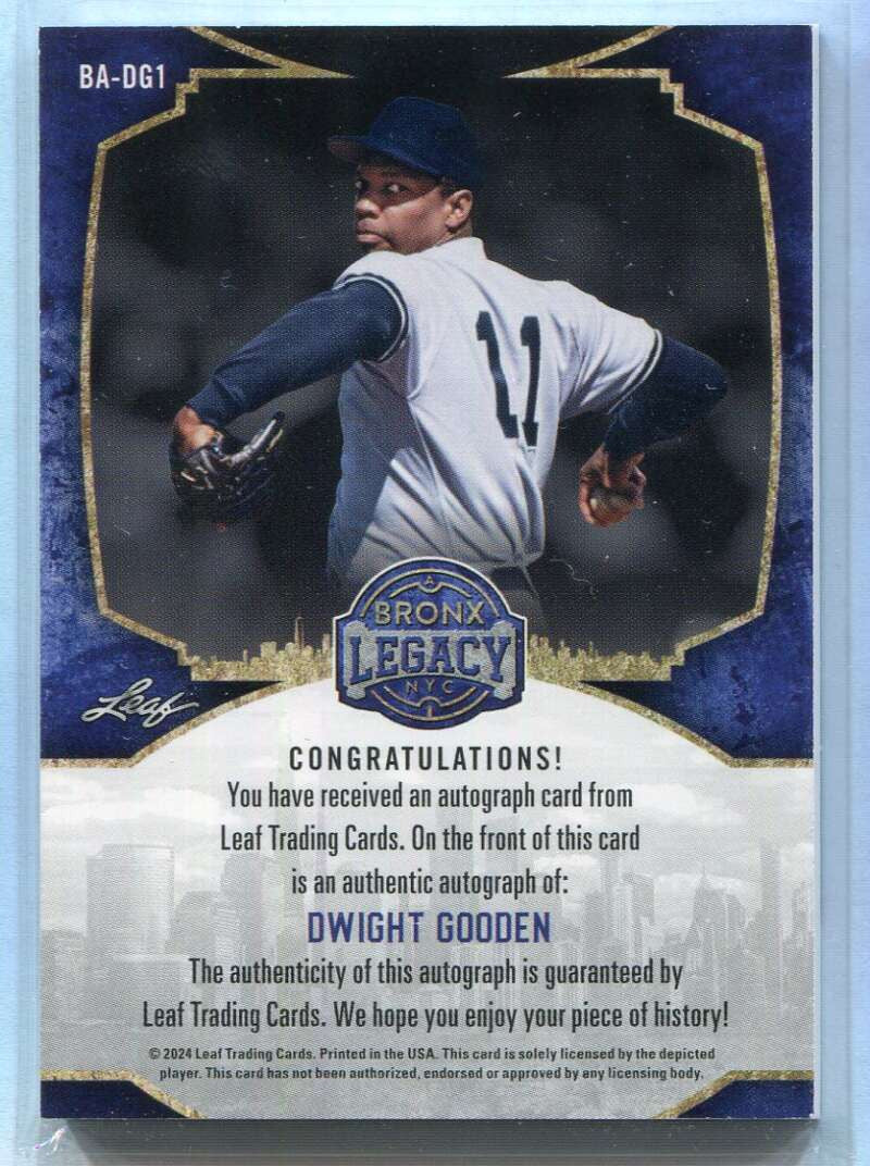 2024 Leaf A Bronx Legacy Autographs Purple Holofoil Dwight Gooden Auto 27/35