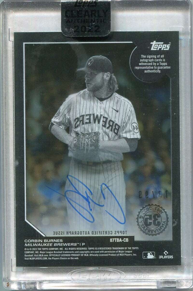 2022 Topps Clearly Authentic '87 Topps Autographs Green Corbin Burnes Auto 73/99