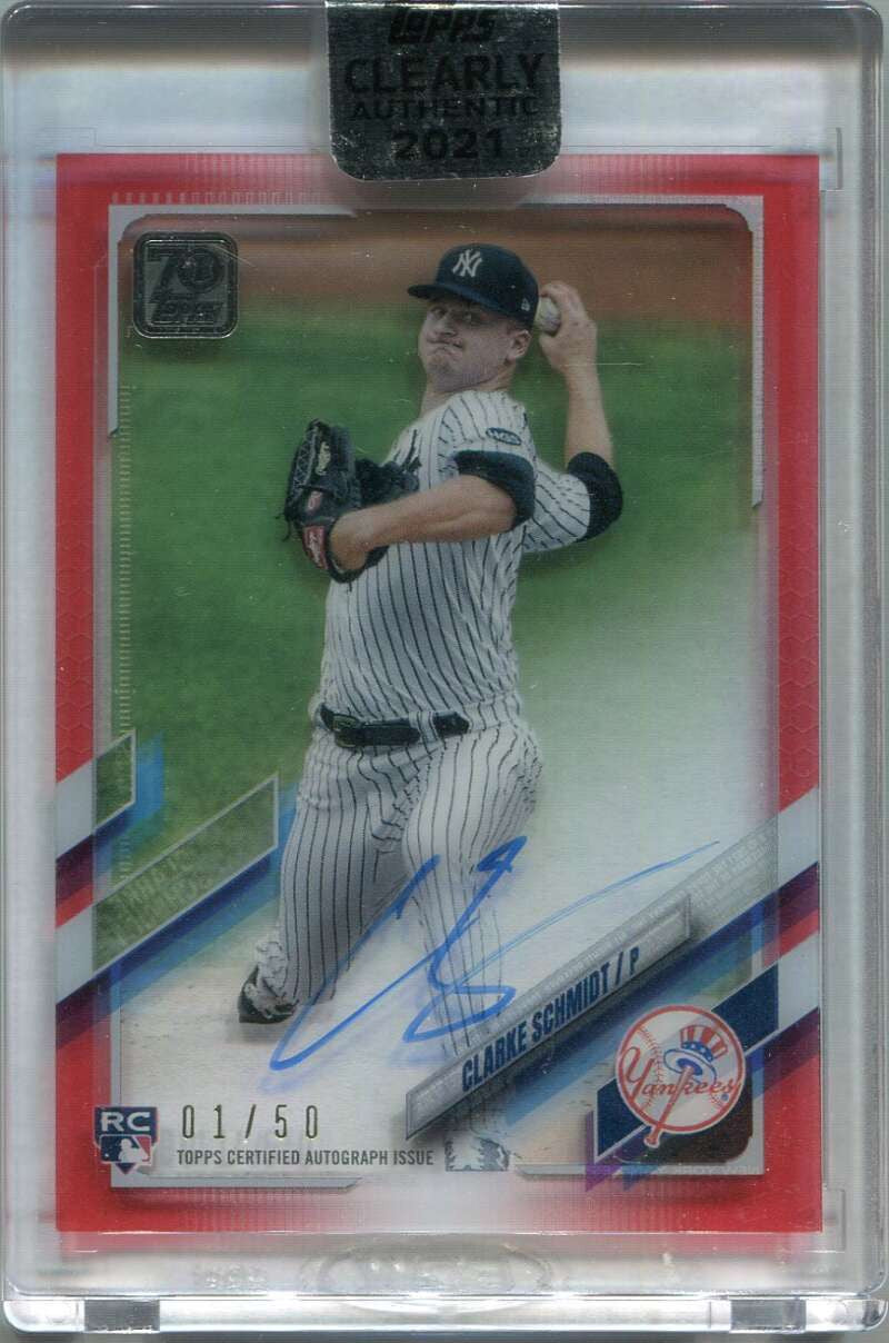 2021 Topps Clearly Authentic Autographs Red Clarke Schmidt Rookie Auto 1/50