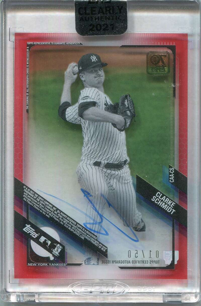 2021 Topps Clearly Authentic Autographs Red Clarke Schmidt Rookie Auto 1/50