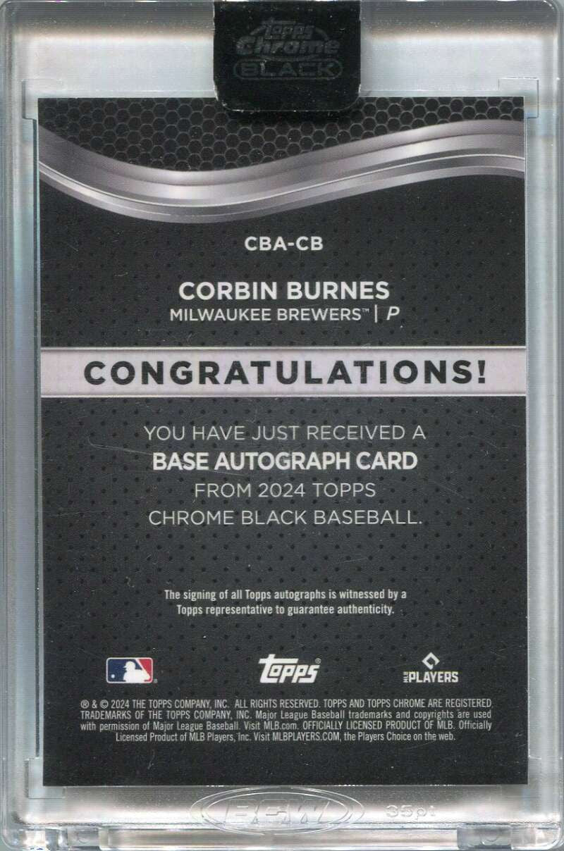 2024 Topps Chrome Black Gold Mini-Diamond Refractor Corbin Burnes Auto 4/50