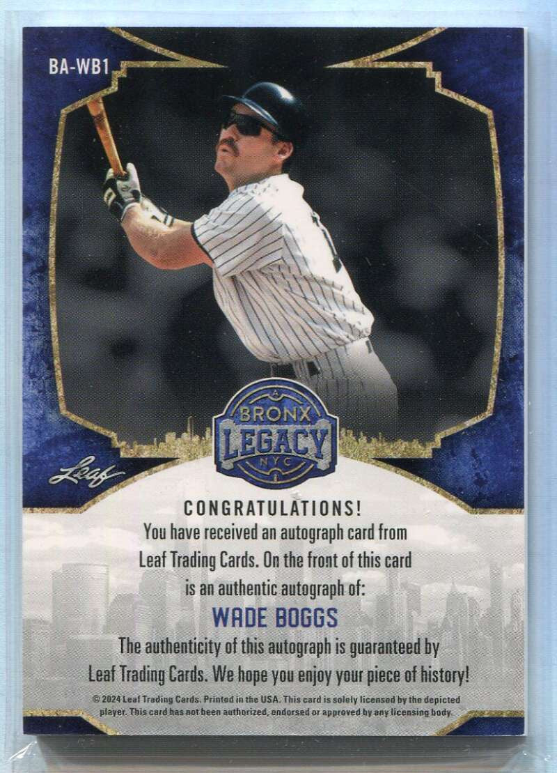 2024 Leaf Bronx Legacy Autographs Spectrum Purple Holofoil Wade Boggs Auto 11/15