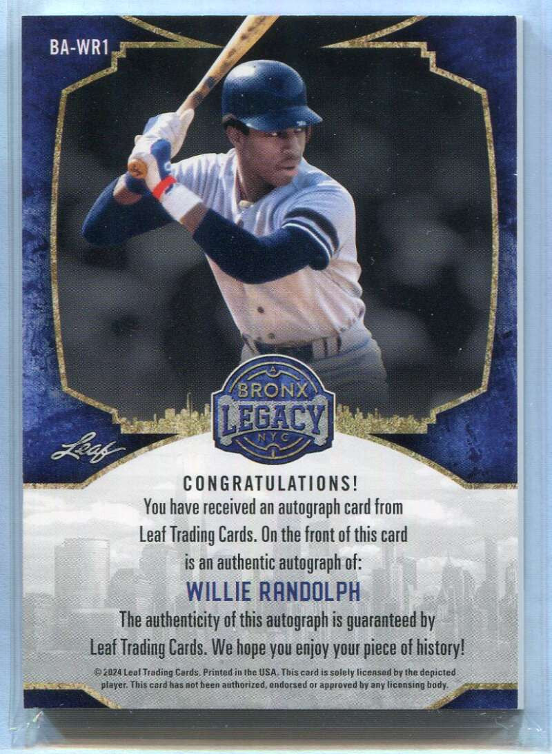 2024 Leaf A Bronx Legacy Autographs Silver Holofoil Willie Randolph Auto 2/2