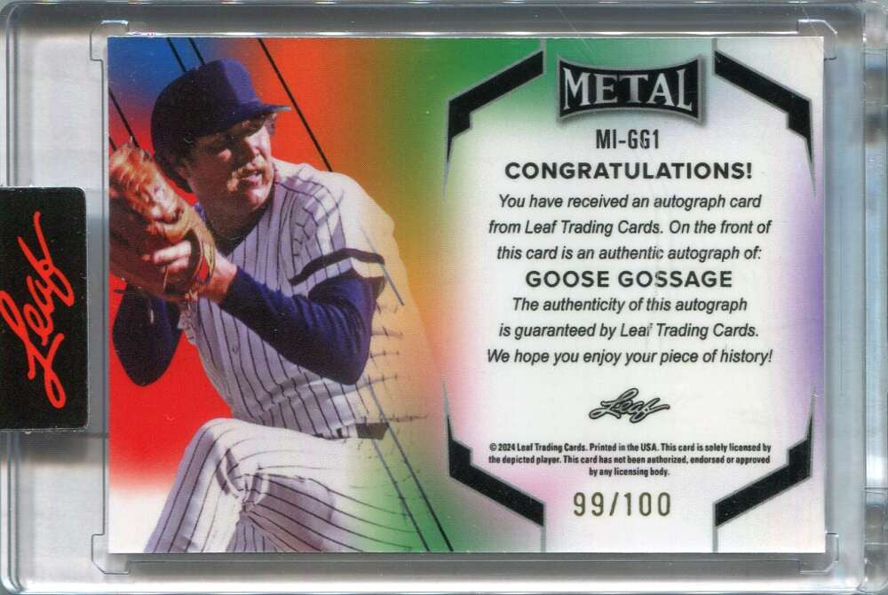 2024 Leaf Metal Sports Heroes Inscriptions Goose Gossage Auto 99/100 310 Saves