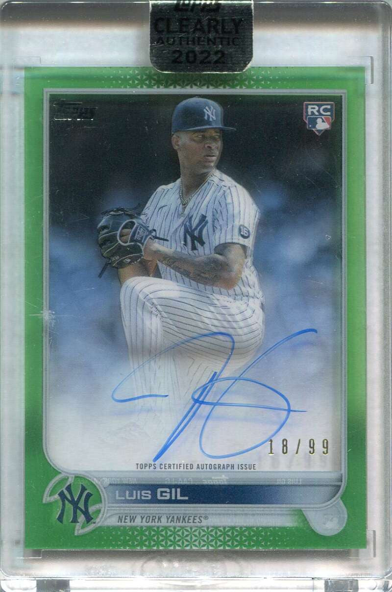 2022 Topps Clearly Authentic Autographs Green CAALG Luis Gil Rookie Auto 18/99